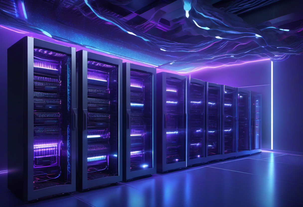 Abstract render of eight DGX Spark nodes connected as a cluster